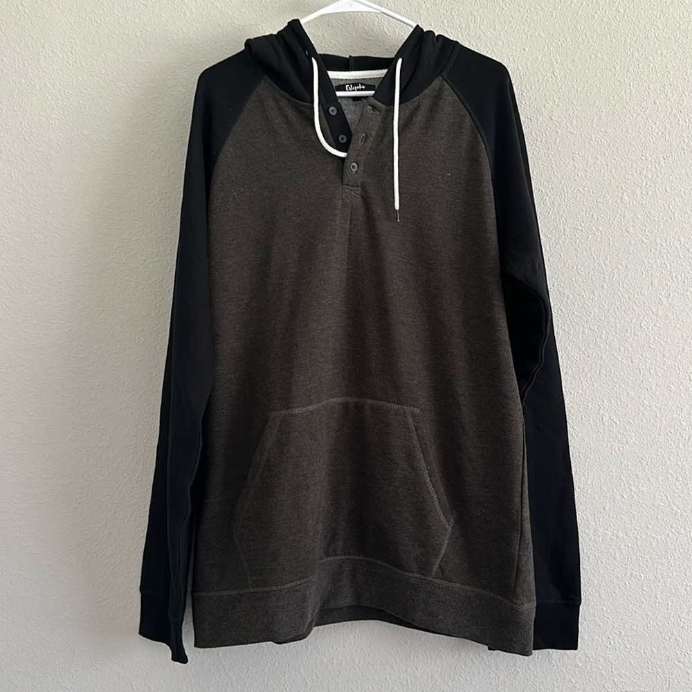 Men's Casual Long Sleeve Henley Sweatshirt Knit Fleece Active Sports Hoodie
